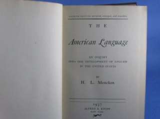 Vintage Book TheAmerican Language H L Mencken 1937 ed.  