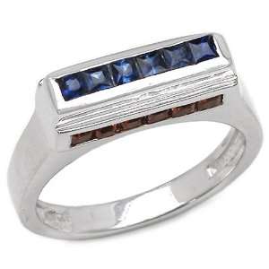    0.80 Carat Genuine Blue Sapphire Sterling Silver Ring: Jewelry