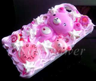 3D New Bear Candy Cream Cake Bling Case for iPhone 4 4G  