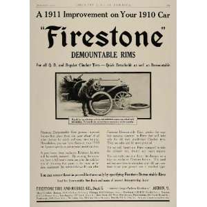 1910 Vintage Ad Firestone Demountable Rims Car Tires   Original Print 