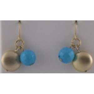  Gold and Aqua Spheres Earrings Jewelry