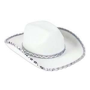  White Felt Sequined Cowboy Hat