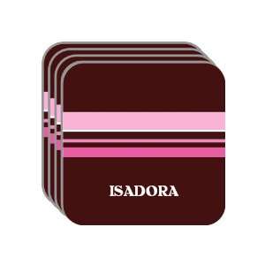   Name Gift   ISADORA Set of 4 Mini Mousepad Coasters (pink design