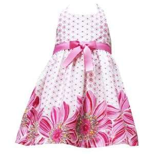   Infant Girls 12M 24M FUSCHIA PINK SUNFLOWER BORDER Halter Dress: Baby