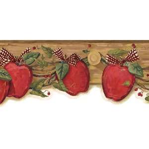  Red Apple Garland Wood Wallpaper Border: Kitchen & Dining