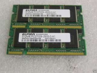1GB (2x512mb) Elpida Laptop Memory PC2700 PC2700S  