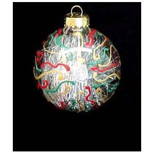  Regal Poinsettia Design   Hand Painted   Glass Ornament 