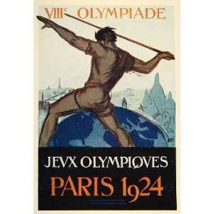  1924 Print Summer Olympics VIII Olympiad Orsi Poster 