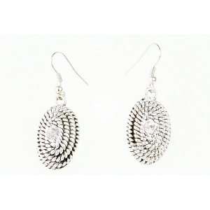  Jupiter Silver Shell with CZ Stone Dangle Earrings 