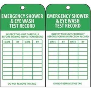 RPT37  Tags, Emergency Shower and Eye Wash Test Record, 6 x 3 