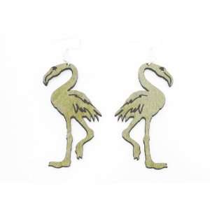  Natural Wood Flamingo Bird Wooden Earrings: GTJ: Jewelry