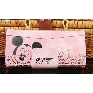 New Fashion Lovely Disney Mickey Mouse pink long lady Purse Wallet 