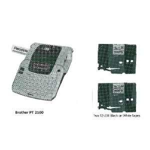  Brother PT 2100 PC Connectable Labeling System with two TZ 
