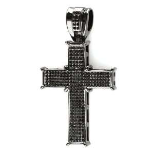   Hip Iced Blackout Micro Pave Mens Religious Cross Pendant (3.5 inch x
