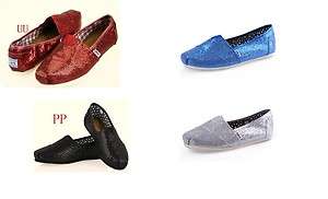 NEW GLITTER TOMS SHOES (COLOR) US Sizes 5,6,7,8,9,10  