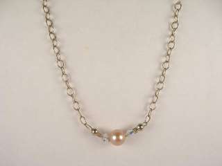 DESIGNER Silver Tone Linked Pearl Beaded Chain Necklace  