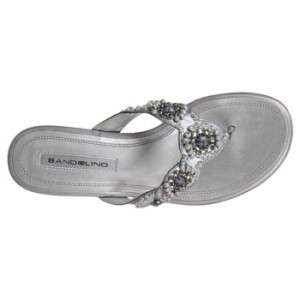 Bandolino Glancing Silver Leather Thong Sandals NEW  