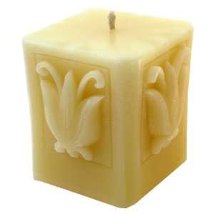 Lotus blossom Square Shaped Pillar Candle Centerpiece   Small   3.5x4 