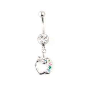  Dangle Belly Ring   Apple with Gem Stomes: Jewelry