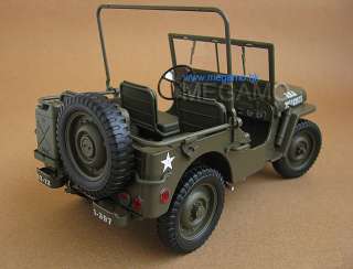 18 Willis Jeep 1/4 TON US ARMY Truck WWII Green Welly  