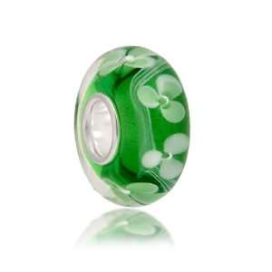 Bling Jewelry Green Clover Flower Murano Glass Bead Pandora Compatible