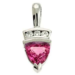   : 14K White Gold 0.65cttw Diamond and Pink Sapphire Pendant: Jewelry