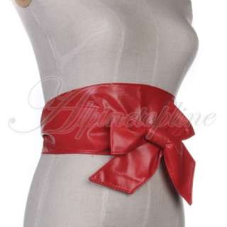 Ladies PU Leather Wide Belt Obi Cinch Waist Band Tie  