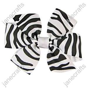   Gorgeous White Black Zebra Daily Baby Girl Hair Bows Wholesale  