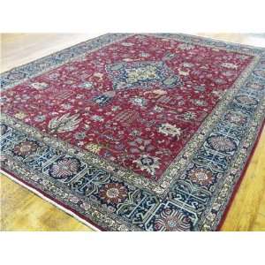  98 x 130 Red Persian Hand Knotted Wool Tabriz Rug 