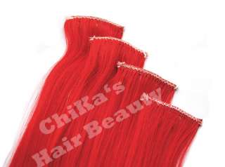 4x Clip IN Extensions Haarverlängerung Rot Gewellt 65cm  