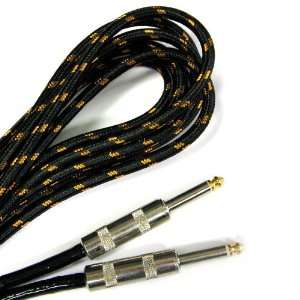  GUITAR CABLE 25 FT BRAIDED CLOTH CABLE METAL ENDS 1/4 