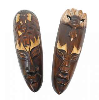 Maske Afrika Wandmaske Holz Bild Dekoration Tiere Asien 4 Stück Set 
