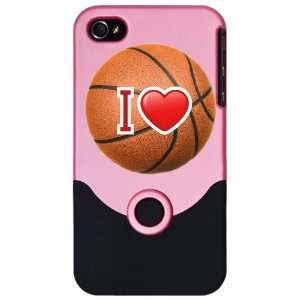    iPhone 4 or 4S Slider Case Pink I Love Basketball 