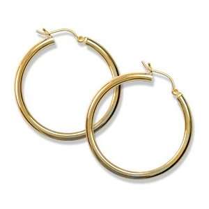   Gold 3mm Diamond Cut Hoop Earring: Gold and Diamond Source: Jewelry