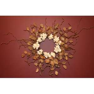    Cream Hydrangea Fall Autumn Floral Door Wreath