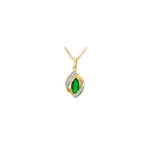   Lab Created Emerald and Diamond Accent Pendant in 10K Gold emerald