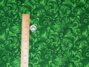 Green Fancy Curly Feathers Swirl Fabric Quilt Sew FQ  