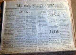 1929 & 1987 newspapers WALL STREET Stock Market Crash Headlines GREAT 