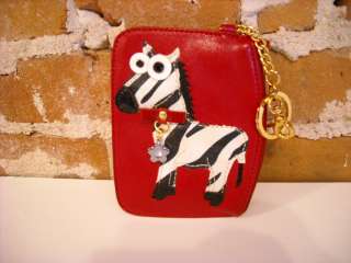 ADORABLE Sharif RED ZEBRA & Charm Coin Purse Wallet NEW  
