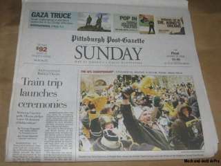 2009 PITTSBURGH STEELERS NEWSPAPER SUNDAY POST GAZETTE PAPER  
