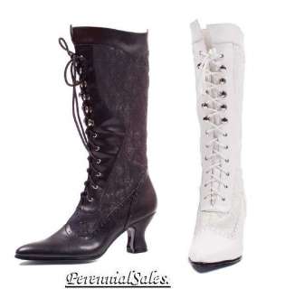 Victorian Retro Style Mid Calf Lace Up Boot 2.5 Heel Pick Color 
