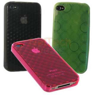 3x TPU Design Case Skin Lot for iPhone 4G Green/Pink/Grey  