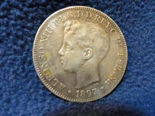 1897 Philippine One Peso Silver Coin  