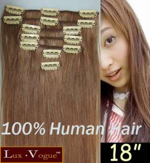 Full Head 20 50cm REMY Human Hair Clip in Extensions #6  