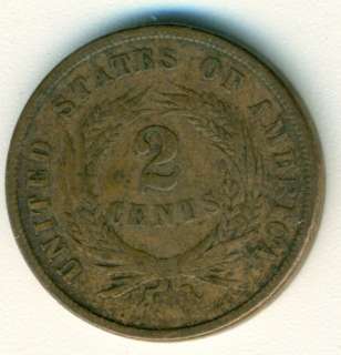 1865 Two Cent Shield Coin Bronze  