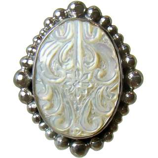 New LORI BONN MOP Carved Oval Cocktail Ring ~ Mariposa  