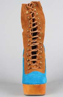 Jeffrey Campbell The Rock Rose Shoe in Blue and Tan Suede  Karmaloop 