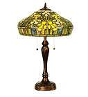 Meyda Tiffany Jonquil 25H Saffron and Green Stained Glass Table Lamp