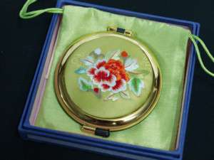 Korean Traditional Embroidered compact mirror Y Green  