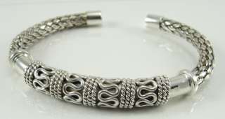   Silver Cuff Bracelet Thai Weave Balinese Suarti Artisan Woven  